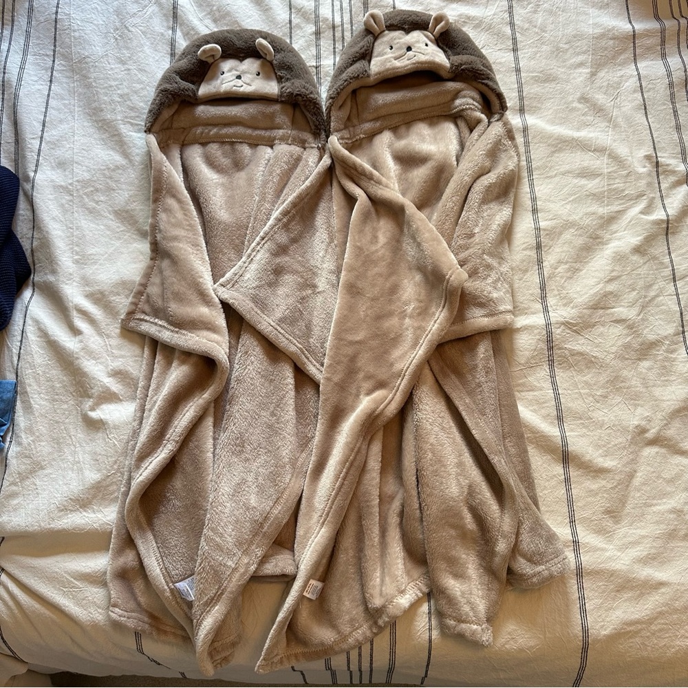 2 HB brand hooded monkey blankets